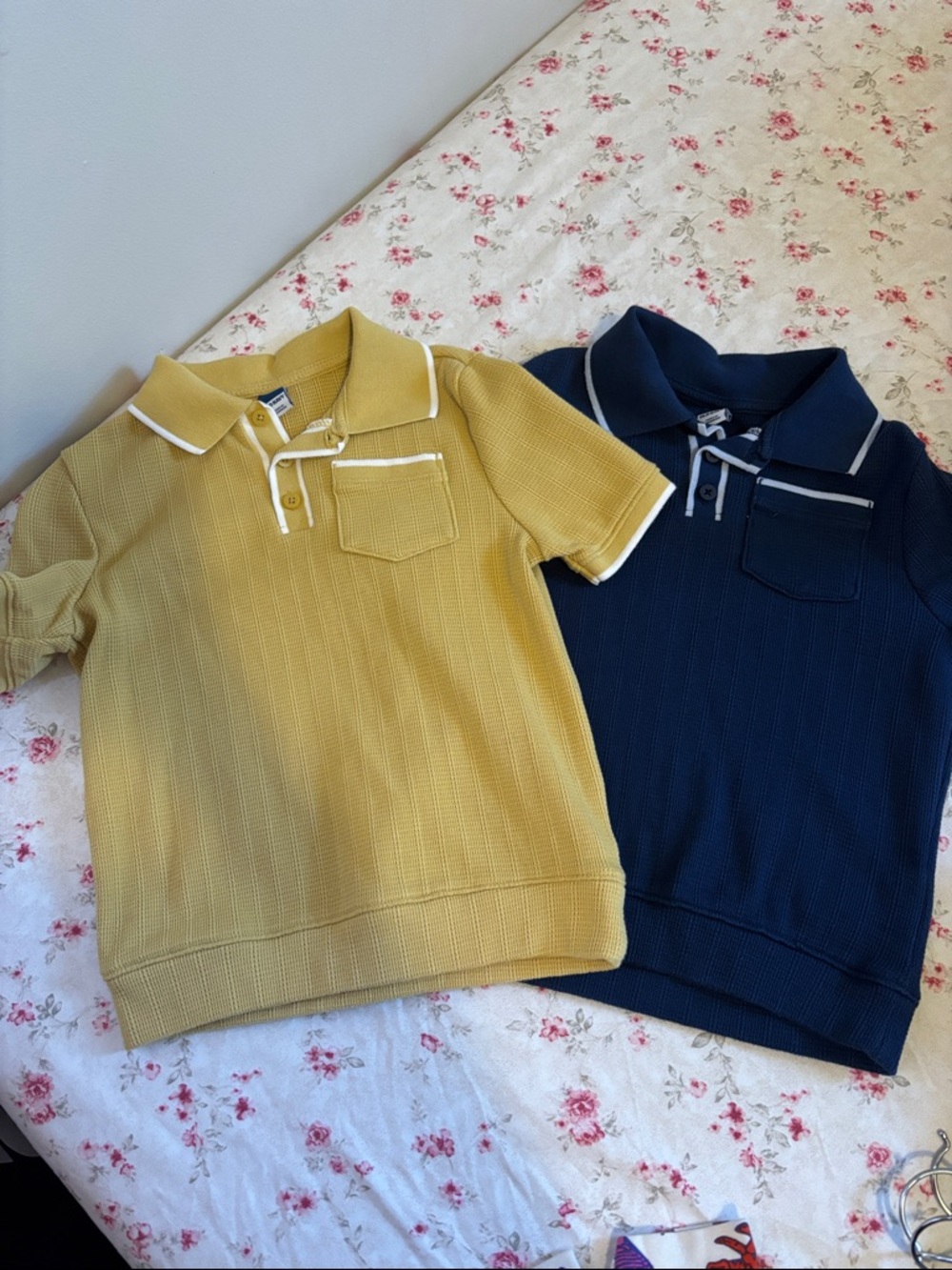 Kids Polo Top with Chest Pocket - Yellow and Navy